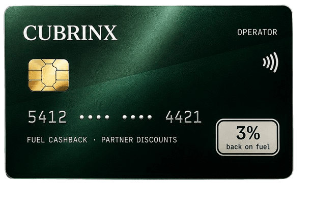 Cubrinx Card — fuel and perks for certified operators